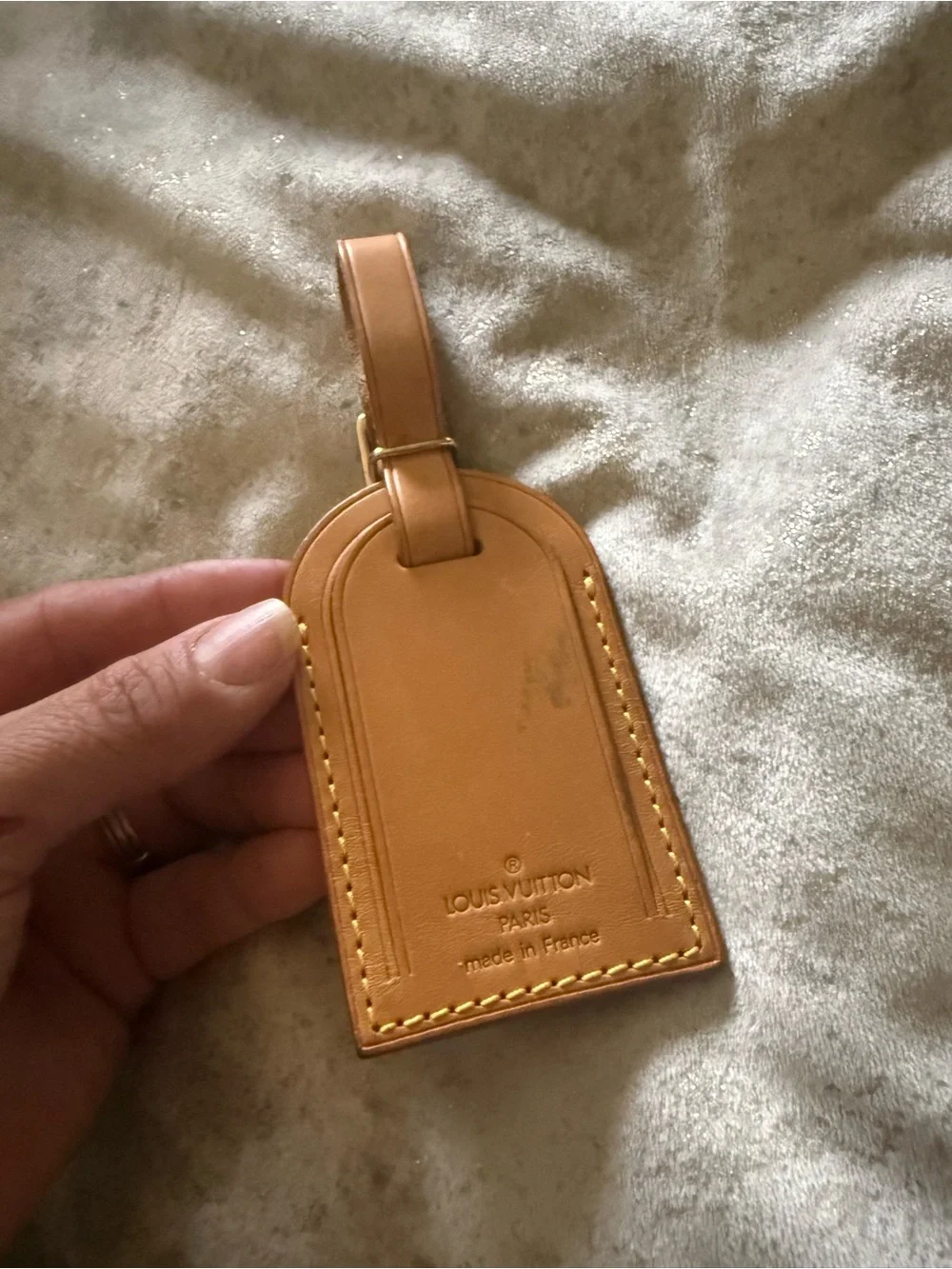 Louis Vuitton Tan Leather Luggage Tag with Strap